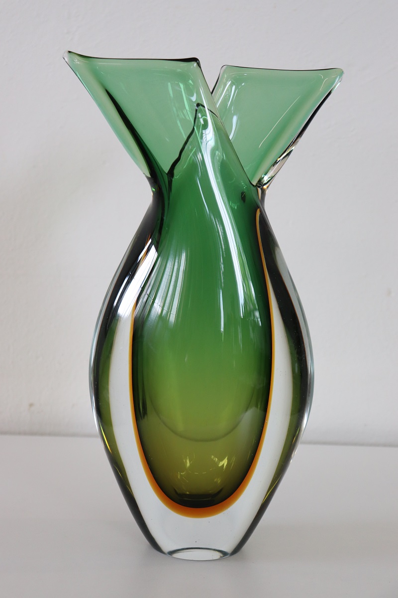 Large Italian Vase In Murano Art Glass By Flavio Poli For Seguso, 1960s