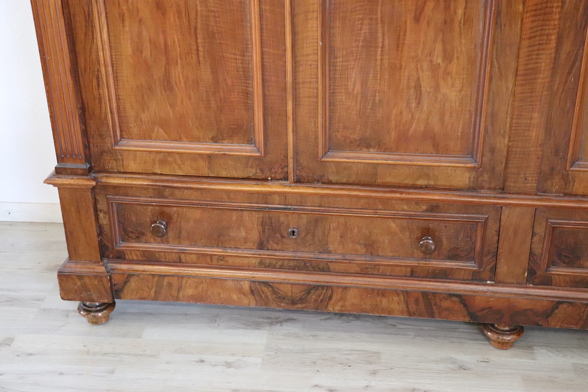 Large Antique Wardrobe in Walnut, Late 19th Century