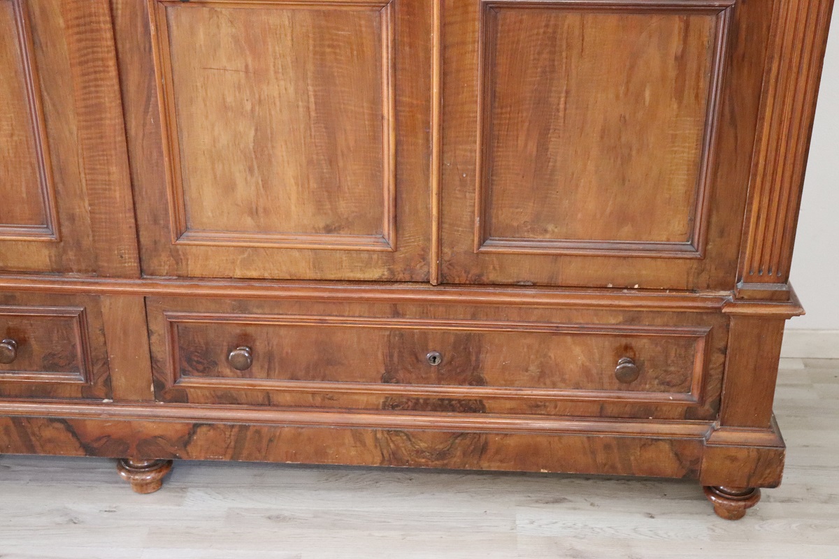 Large Antique Wardrobe in Walnut, Late 19th Century