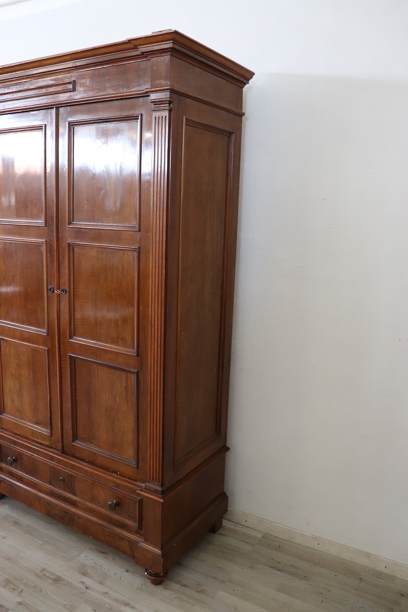 Large Antique Wardrobe in Walnut, Late 19th Century