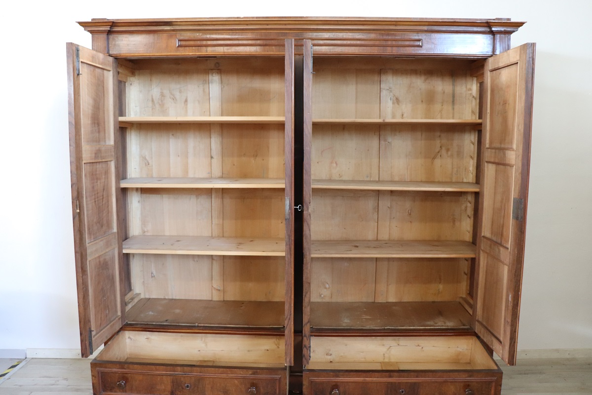 Large Antique Wardrobe in Walnut, Late 19th Century