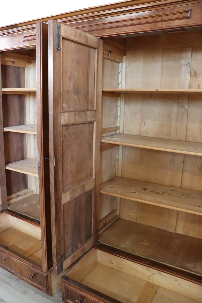 Large Antique Wardrobe in Walnut, Late 19th Century