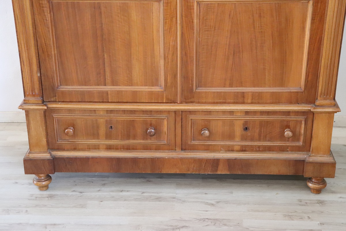 Antique Veneer Walnut Wardrobe, Late 19th Century