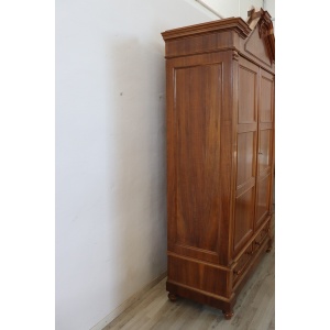Antique Veneer Walnut Wardrobe, Late 19th Century