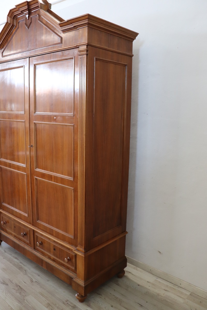 Antique Veneer Walnut Wardrobe, Late 19th Century