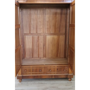 Antique Veneer Walnut Wardrobe, Late 19th Century
