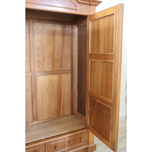 Antique Veneer Walnut Wardrobe, Late 19th Century