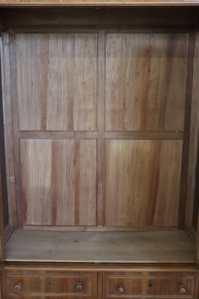 Antique Veneer Walnut Wardrobe, Late 19th Century