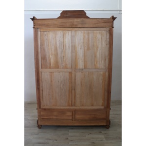 Antique Veneer Walnut Wardrobe, Late 19th Century