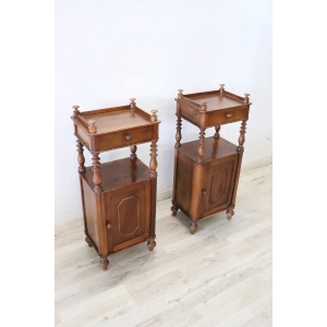 Antique Walnut Nightstands, Mid 19th Century, Set Of 2