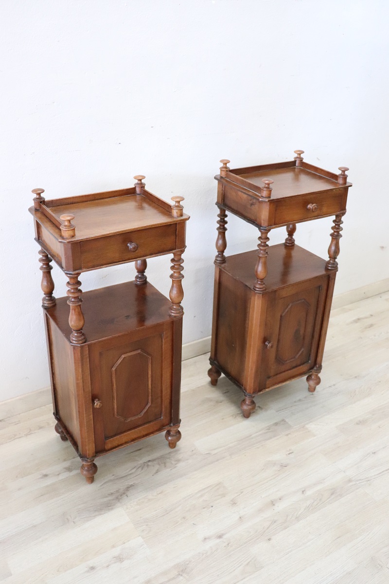 Antique Walnut Nightstands, Mid 19th Century, Set Of 2
