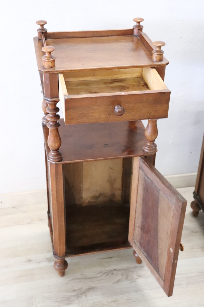 Antique Walnut Nightstands, Mid 19th Century, Set Of 2