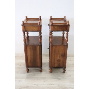 Antique Walnut Nightstands, Mid 19th Century, Set Of 2