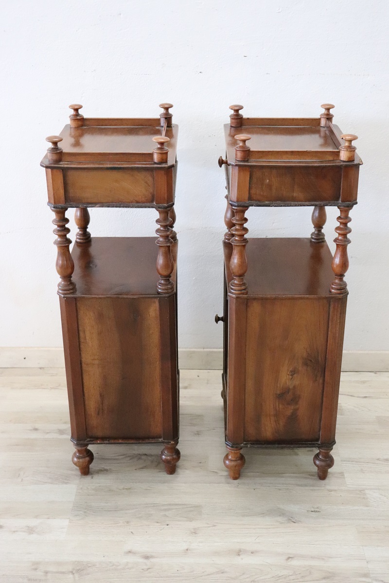 Antique Walnut Nightstands, Mid 19th Century, Set Of 2