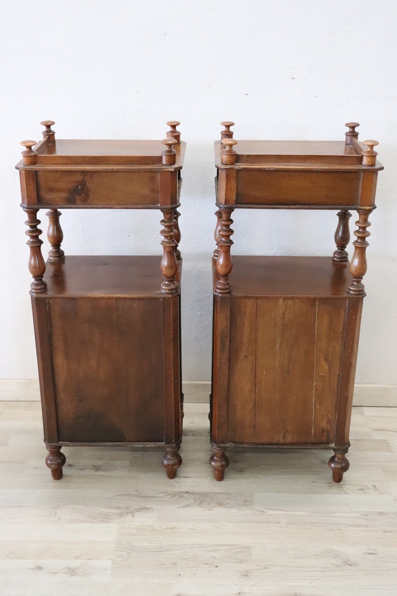 Antique Walnut Nightstands, Mid 19th Century, Set Of 2