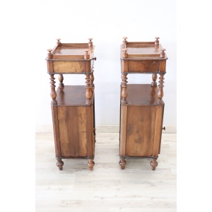 Antique Walnut Nightstands, Mid 19th Century, Set Of 2
