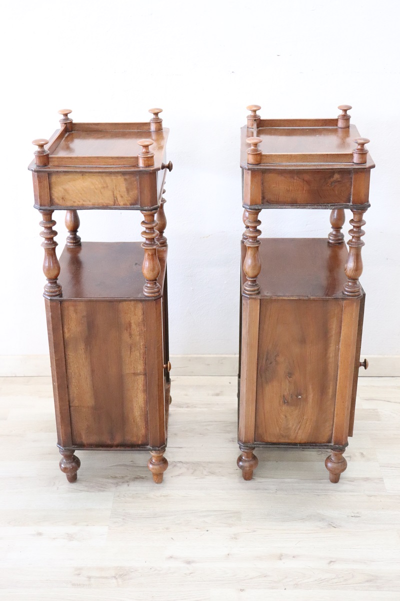 Antique Walnut Nightstands, Mid 19th Century, Set Of 2