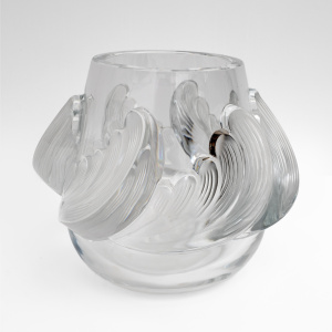 "Vagues" Art Decò Crystal Vase Signed Lalique, France 1960s
