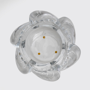 "Vagues" Art Decò Crystal Vase Signed Lalique, France 1960s