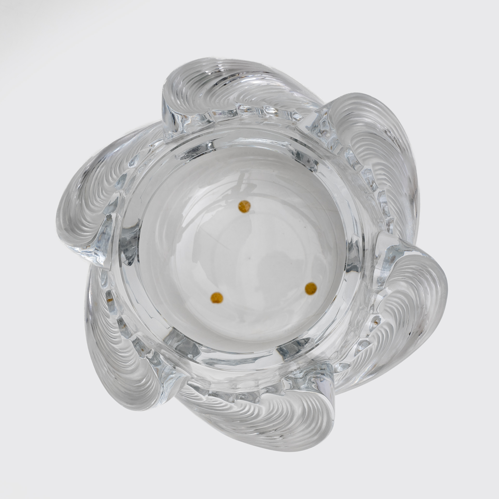 "Vagues" Art Decò Crystal Vase Signed Lalique, France 1960s