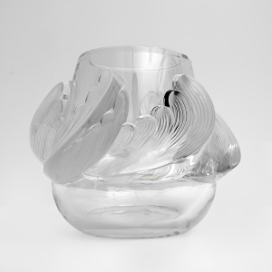 "Vagues" Art Decò Crystal Vase Signed Lalique, France 1960s