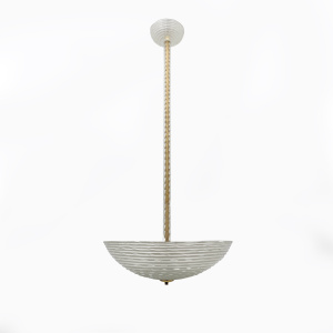 Ercole Barovier Art Deco Murano Glass Italian Pendant Chandelier "Pulegoso", 30s