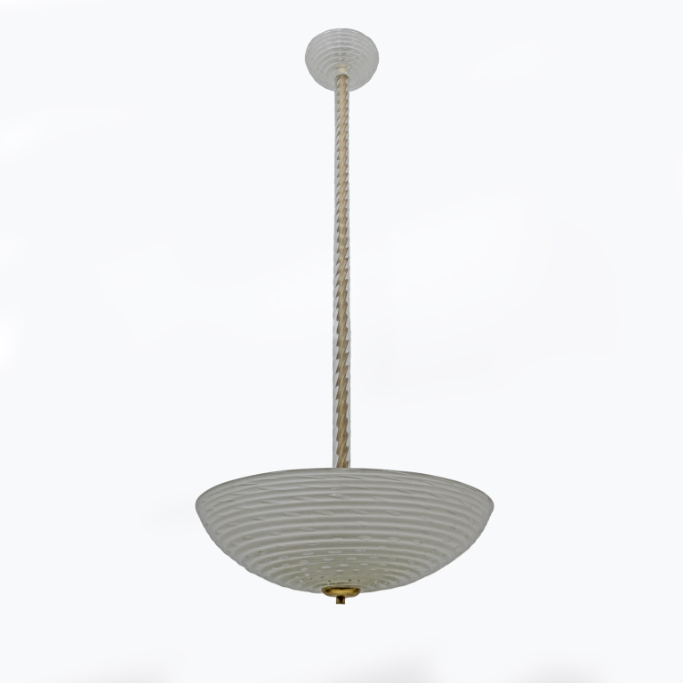 Ercole Barovier Art Deco Murano Glass Italian Pendant Chandelier "Pulegoso", 30s - Image 3