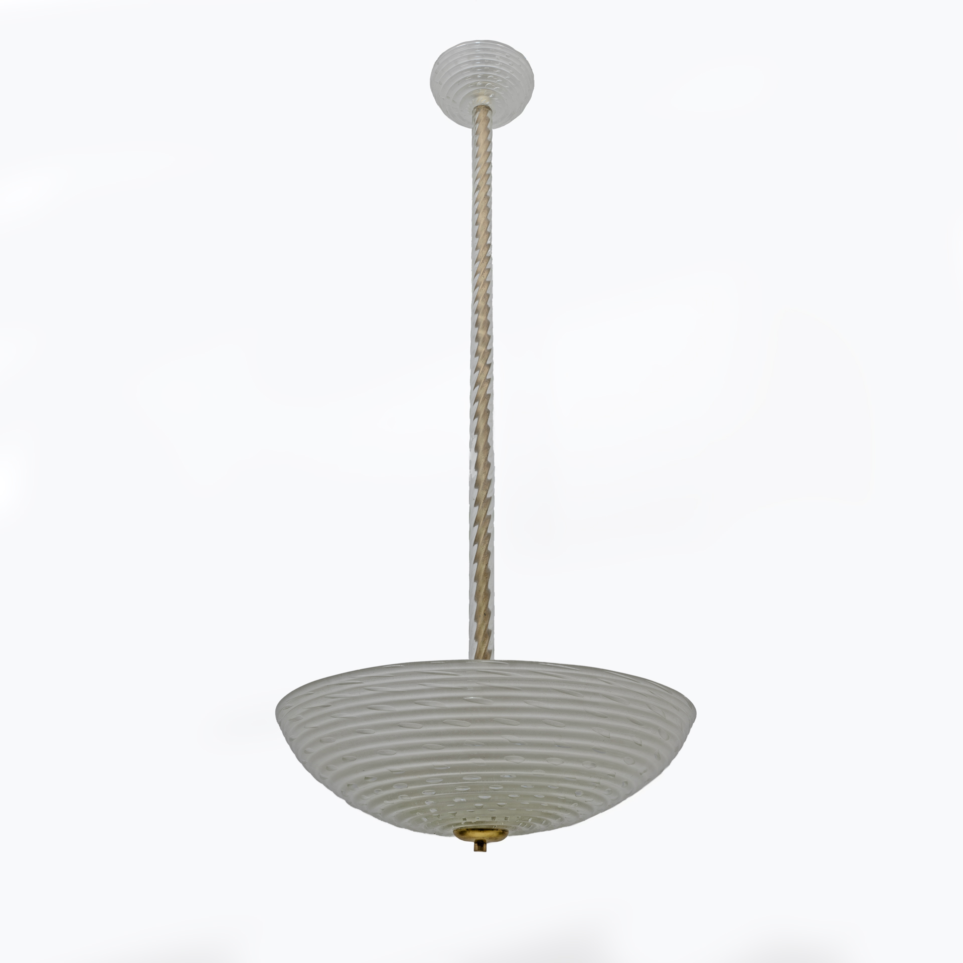 Ercole Barovier Art Deco Murano Glass Italian Pendant Chandelier "Pulegoso", 30s