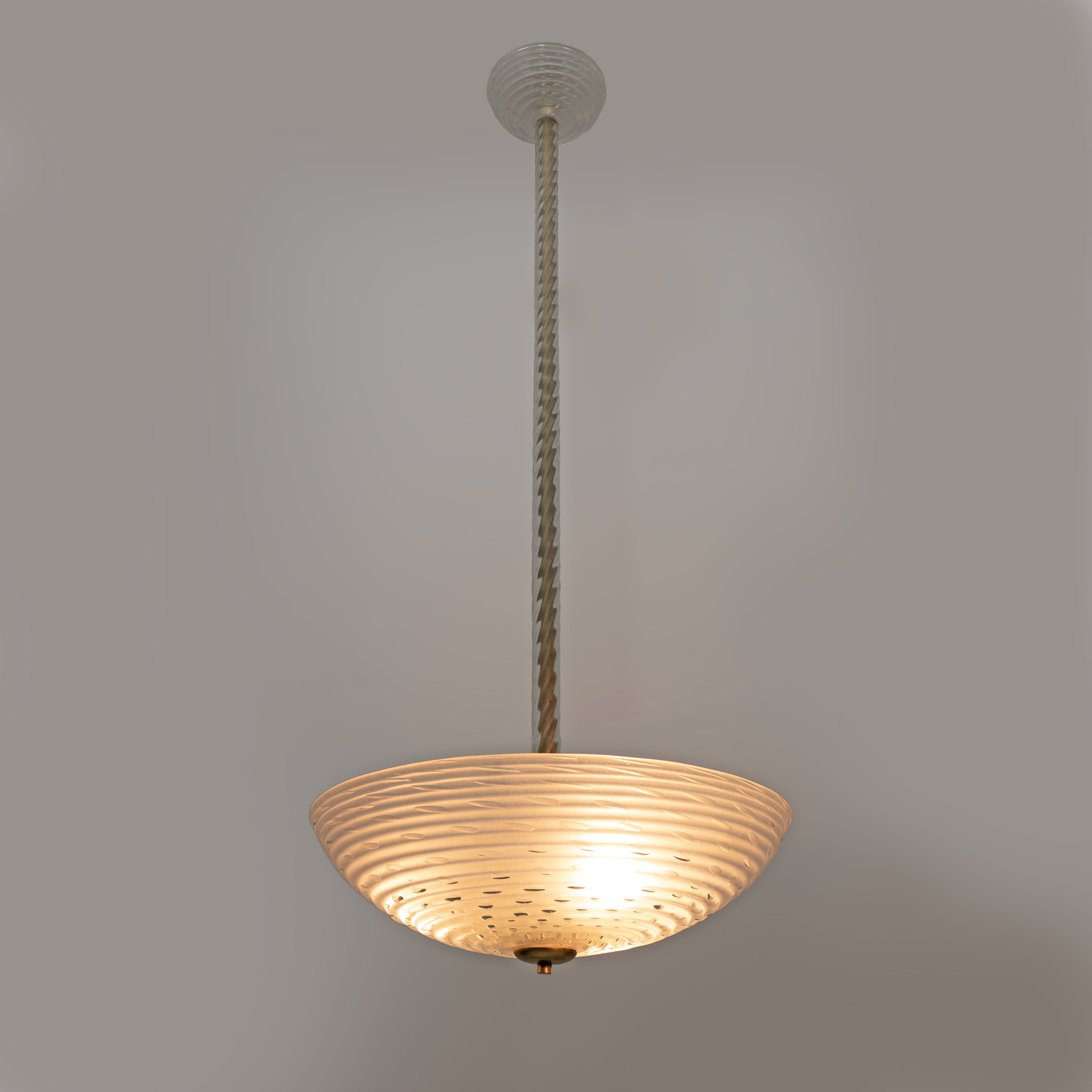 Ercole Barovier Art Deco Murano Glass Italian Pendant Chandelier "Pulegoso", 30s
