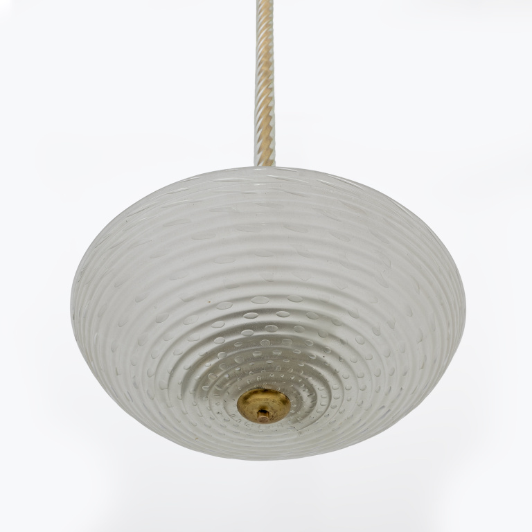 Ercole Barovier Art Deco Murano Glass Italian Pendant Chandelier "Pulegoso", 30s - Image 5