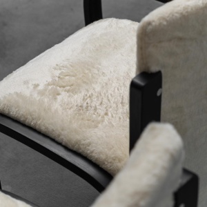 Set of 4 1970s Vintage Modern Long-haired Velvet Chairs