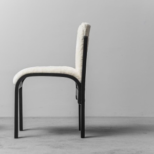 Set of 4 1970s Vintage Modern Long-haired Velvet Chairs