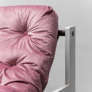 Vintage Armchair In Pink Velvet White Wood 1970s Modern Style