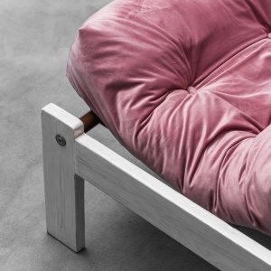 Vintage Armchair In Pink Velvet White Wood 1970s Modern Style
