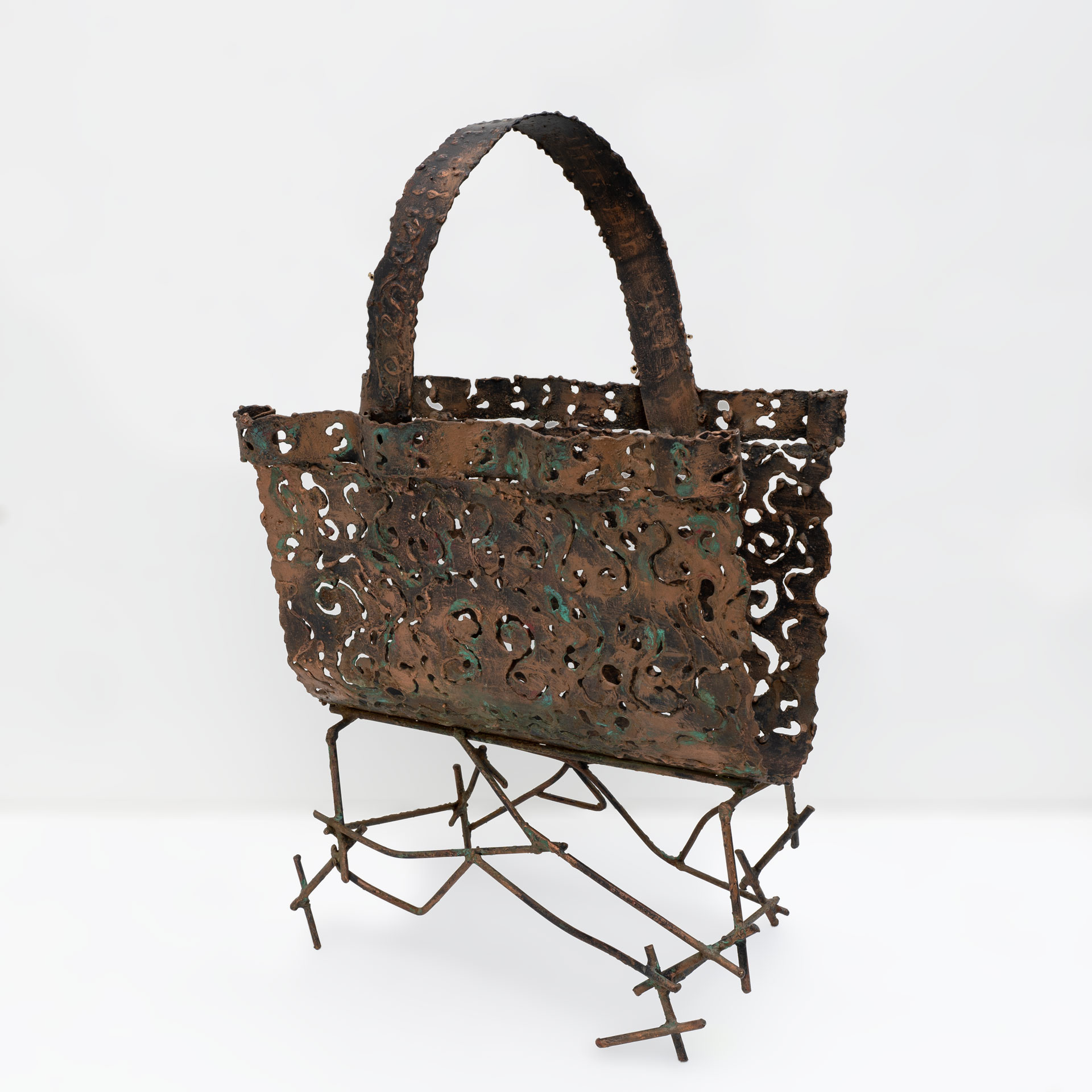 Attributed to Marsura Brutalist Italian Wrought Iron Magazine Rack '70s