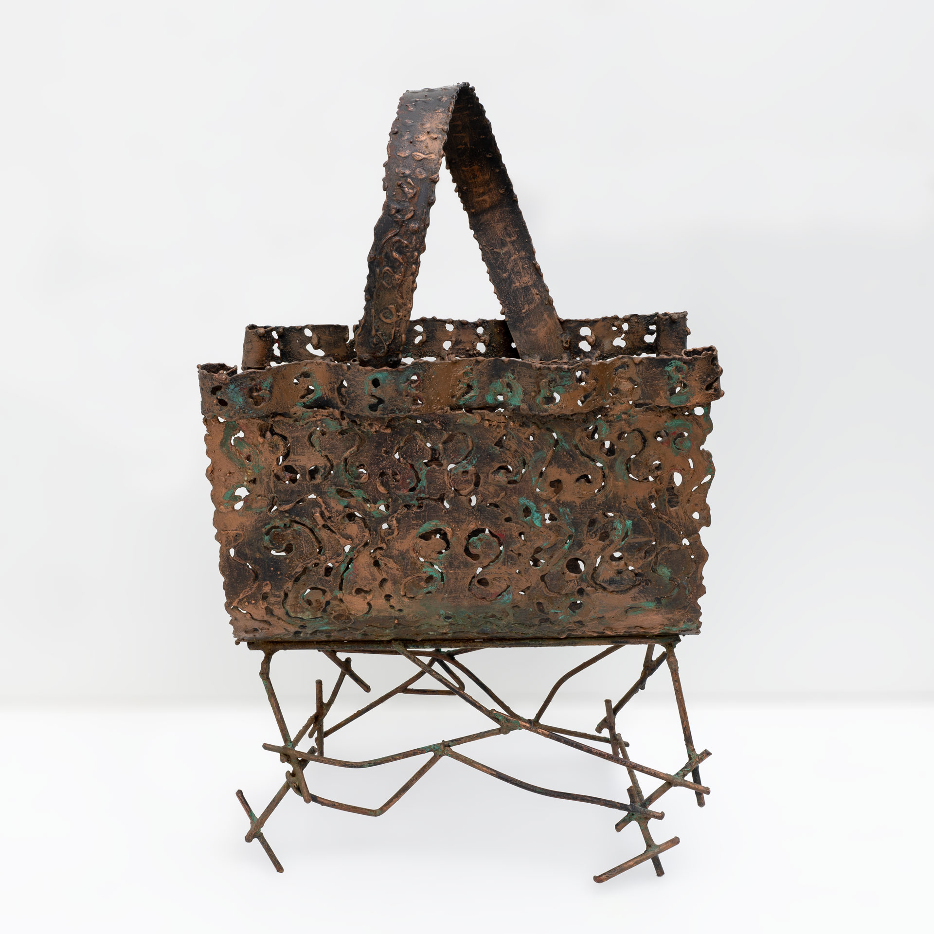 Attributed to Marsura Brutalist Italian Wrought Iron Magazine Rack '70s
