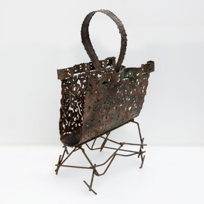 Attributed to Marsura Brutalist Italian Wrought Iron Magazine Rack '70s - Image 5