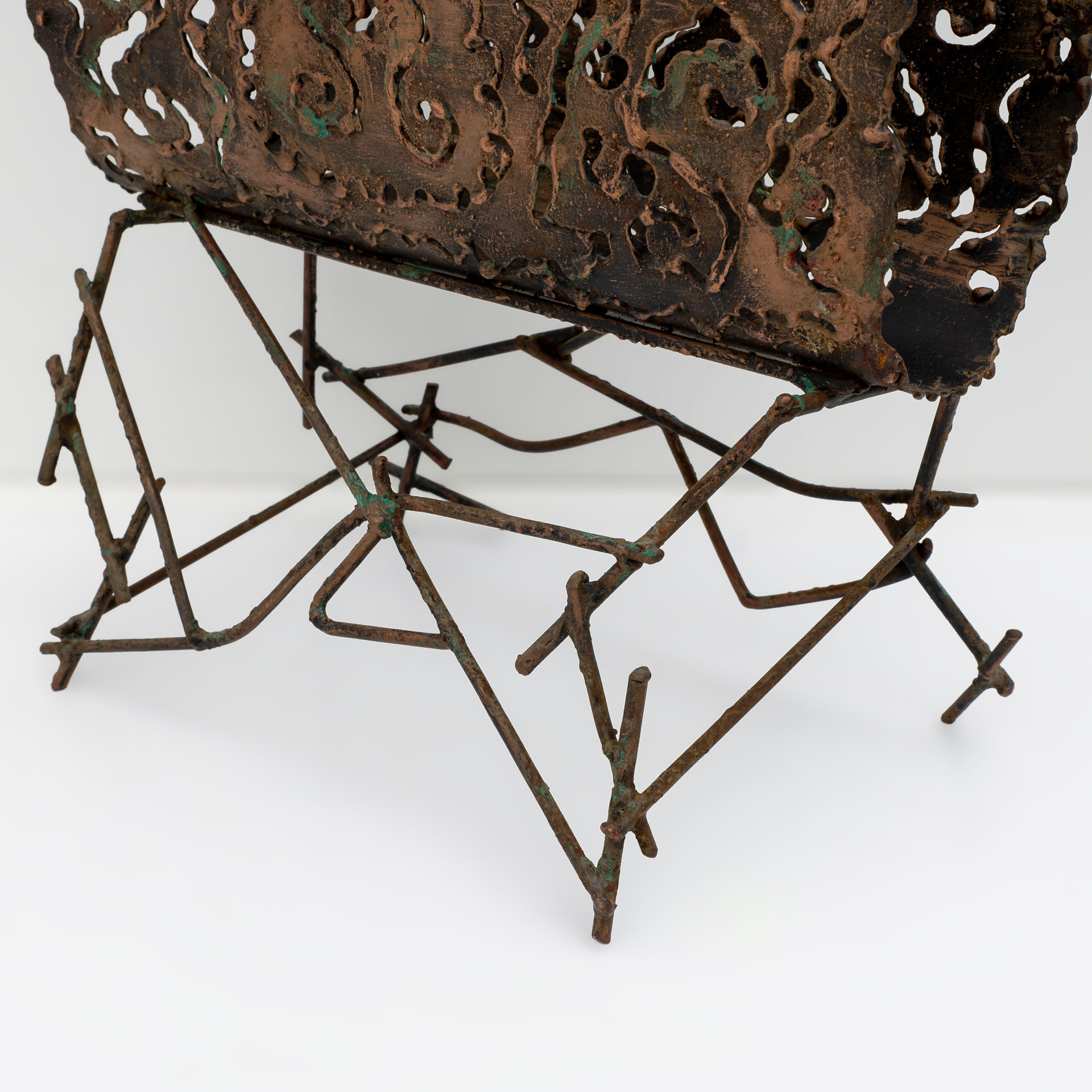 Attributed to Marsura Brutalist Italian Wrought Iron Magazine Rack '70s