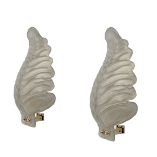 Pair of Barovier & Toso Style Mid-Century Modern Murano Glass Gold Leaf Sconces