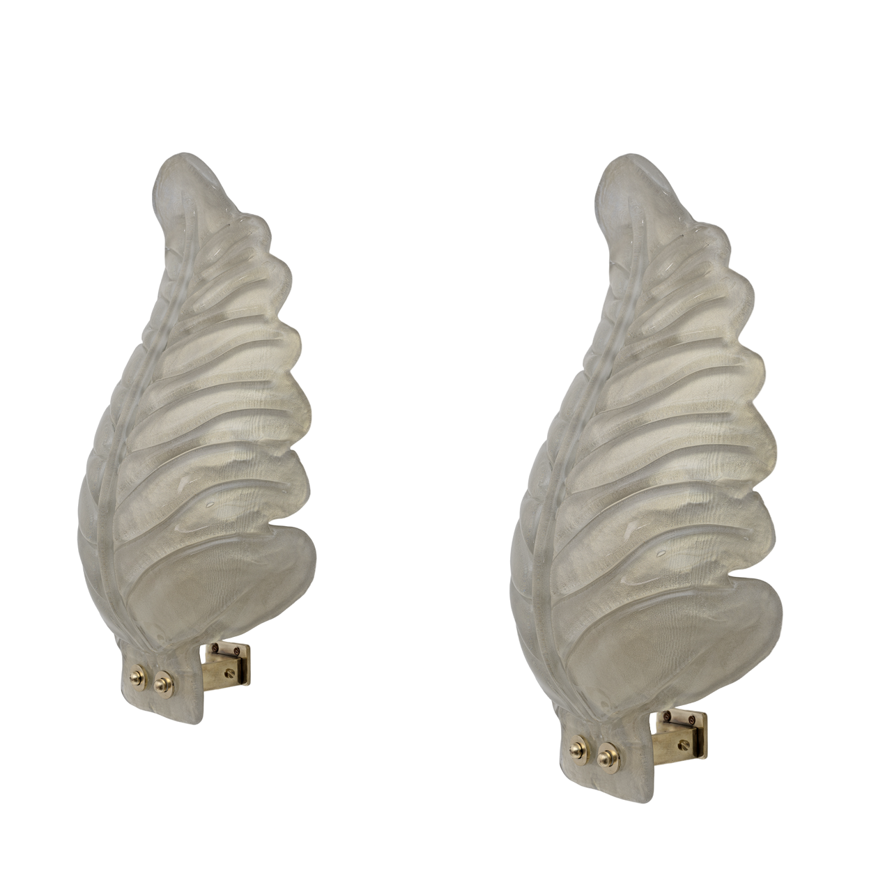 Pair of Barovier & Toso Style Mid-Century Modern Murano Glass Gold Leaf Sconces