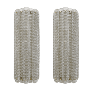 Pair of Mid-century Modern Style Italian Murano Glass Sconces Reticello, 1990s