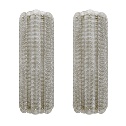 Pair of Mid-century Modern Style Italian Murano Glass Sconces Reticello, 1990s