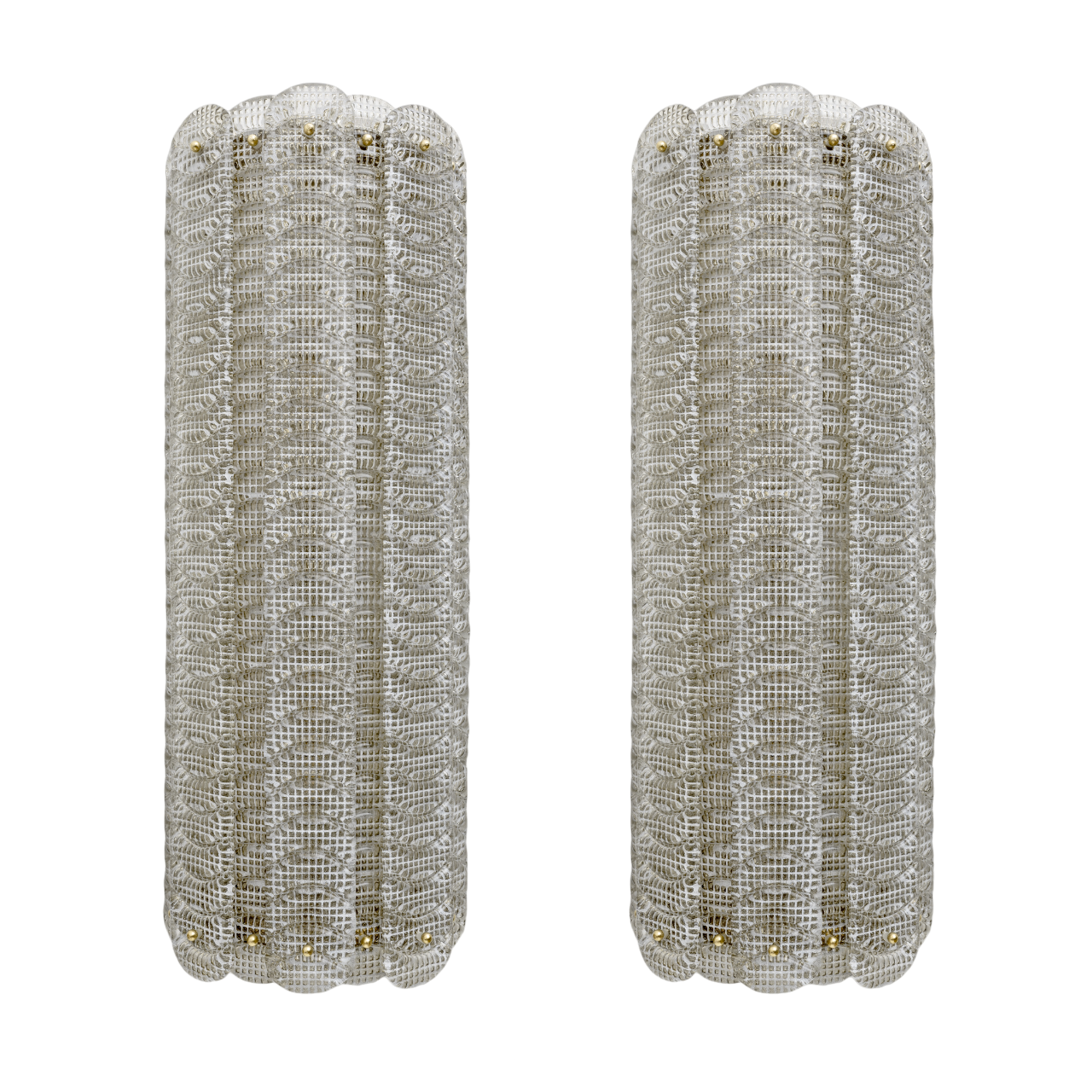 Pair of Mid-century Modern Style Italian Murano Glass Sconces Reticello, 1990s