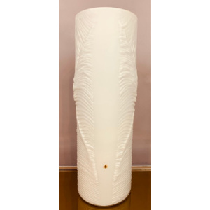 1970s Peill & Putzler White "Feather" Cylindrical Vase