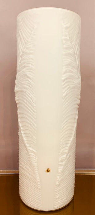 1970s Peill & Putzler White "Feather" Cylindrical Vase