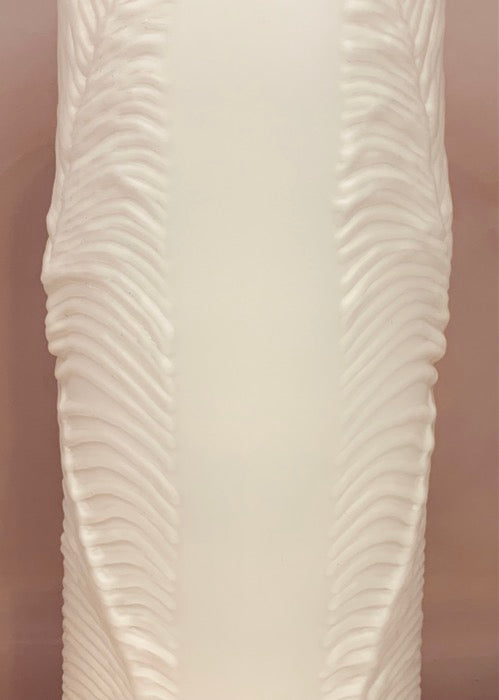 1970s Peill & Putzler White "Feather" Cylindrical Vase