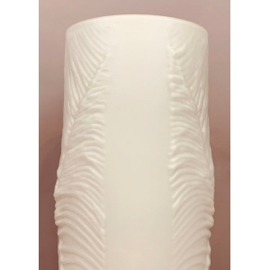 1970s Peill & Putzler White "Feather" Cylindrical Vase