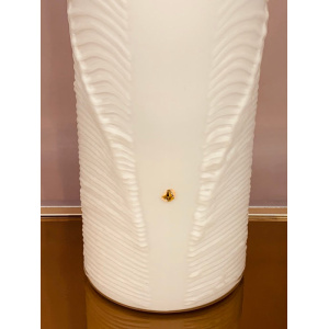 1970s Peill & Putzler White "Feather" Cylindrical Vase
