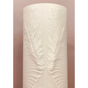 1970s Peill & Putzler White "Feather" Cylindrical Vase