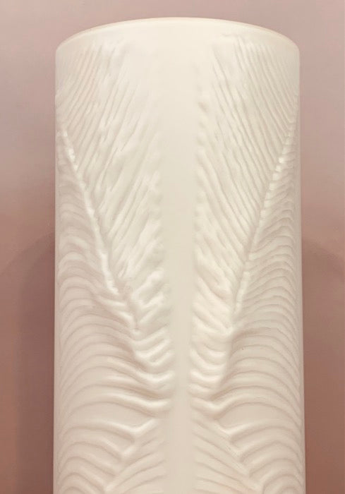 1970s Peill & Putzler White "Feather" Cylindrical Vase